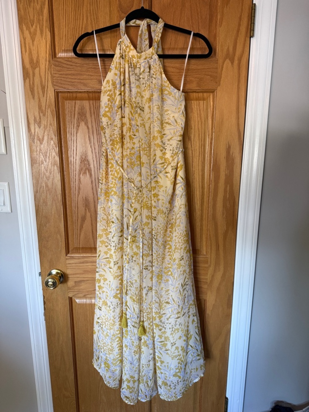 Women's Yellow Floral Halter jumpsuit